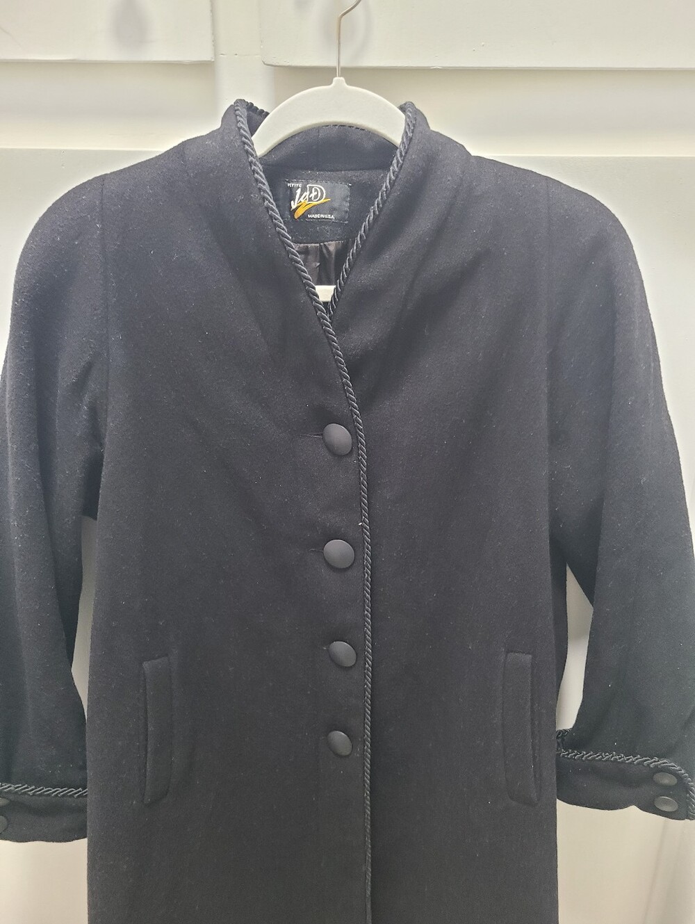 Vintage Petite JoD 100% Wool Asian Style Collar Winter Coat Made in USA SMALL